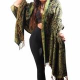 Oversized Shawl, Blanket Scarf - Red and Green Paisley