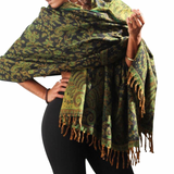 Oversized Shawl, Blanket Scarf - Red and Green Paisley