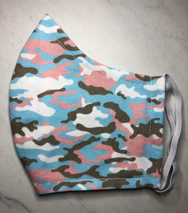 Camo Print Face Mask -  Pink and Blue Camouflage