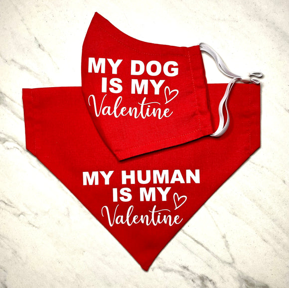 Face mask -My Dog is My Valentine - eco friendly, reusable, custom design, pocket for filter, washable, breathable cotton - Black