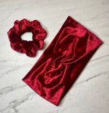 Headband with buttons for face mask - Velvet - knotted top - Turban style - button headband for healthcare workers, nurses, essential workers