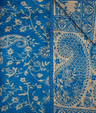 Oversized Shawl, Blanket Scarf - Turquoise and White Paisley