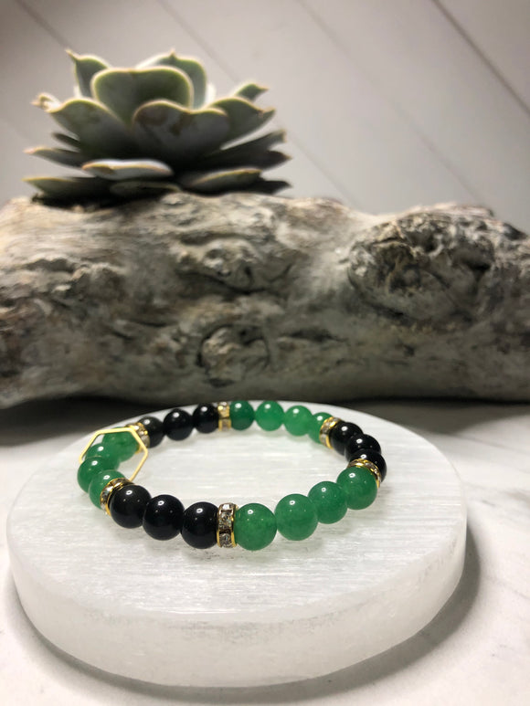 Green Aventurine and Black Obsidian Bracelet