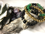 Green Aventurine and Black Obsidian Bracelet