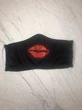 Face mask- Kiss Lips (Red Glitter) Eco friendly, reusable, custom design, pocket for filter, washable, breathable cotton