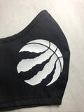 Face mask - Toronto Raptors (White)- eco friendly, reusable, custom design, pocket for filter, washable, breathable cotton - Black