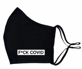 Face mask -Fuck Covid - eco friendly, reusable, custom design, pocket for filter, washable, breathable cotton - Black